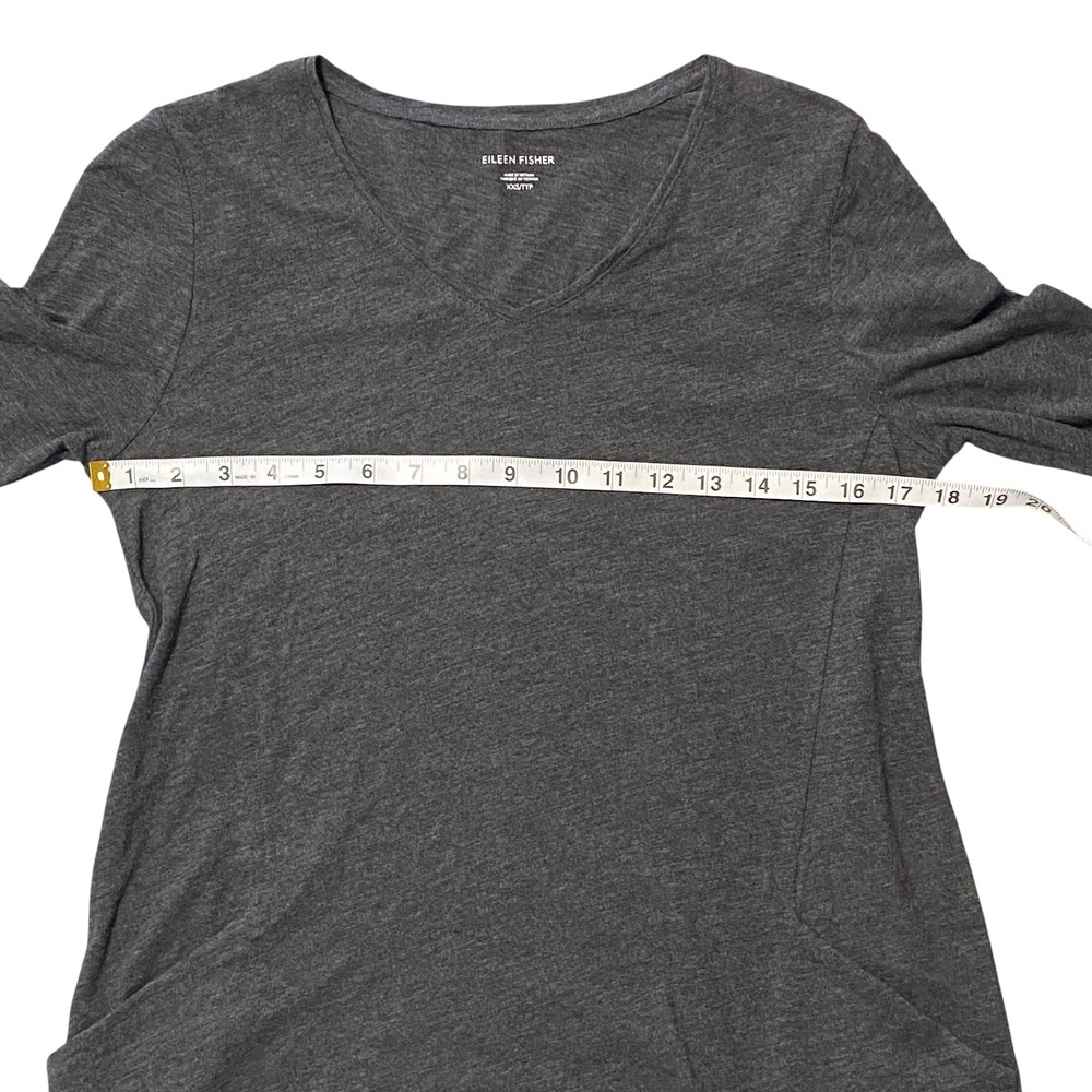Eileen Fisher Charcoal Grey V-Neck Long Sleeve Tunic Dress with Pockets Size XXS - Picture 7 of 8